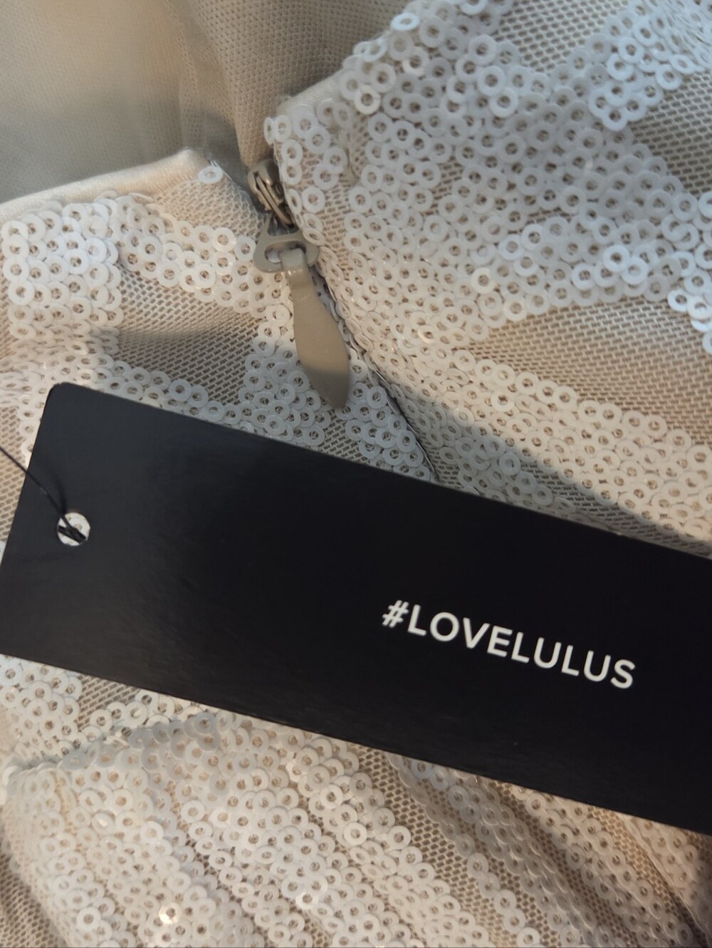 Lulus NEW Cream & White Sequin Mini Cocktail Dress - Picture 13 of 16